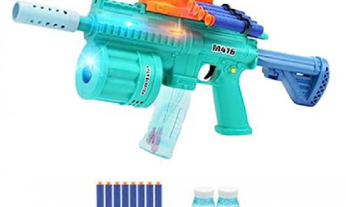 Bubble Gun with Soft Dart Blaster, 8 Music Tones & Light Bubble Blower with 2 Bottles of Bubble Solution (50ml), 8 Soft Bullets| 3 in 1 GunToy for Boys Girls