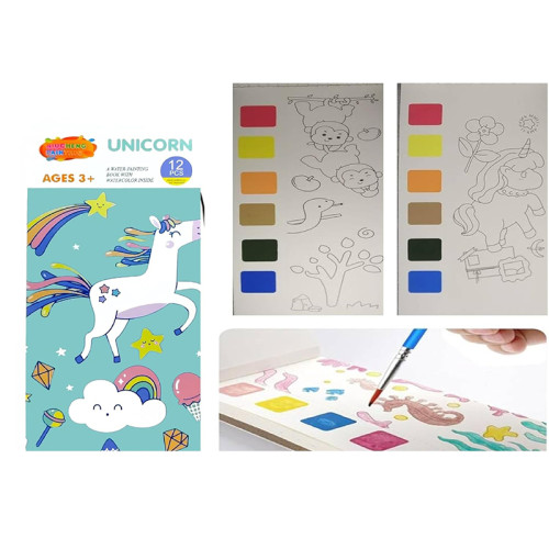 Unicorn Water Painting Book With Watercolor Inside