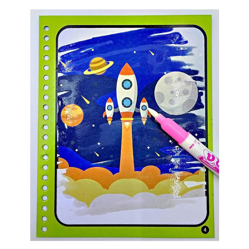 Space Rocket Coloring Magic Book Invisible Ink