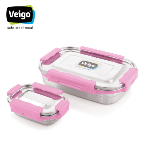Veigo Jumbo with Pouch Steel Lunch Box Set