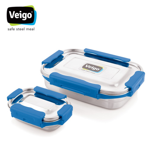 Veigo Jumbo with Pouch Steel Lunch Box Set