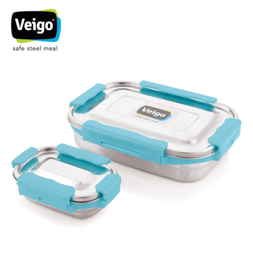 Veigo Jumbo with Pouch Steel Lunch Box Set