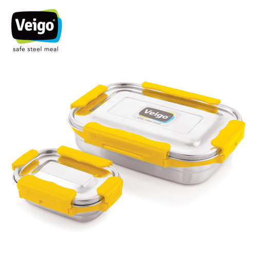 Veigo Jumbo with Pouch Steel Lunch Box Set