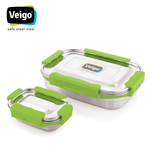Veigo Jumbo with Pouch Steel Lunch Box Set