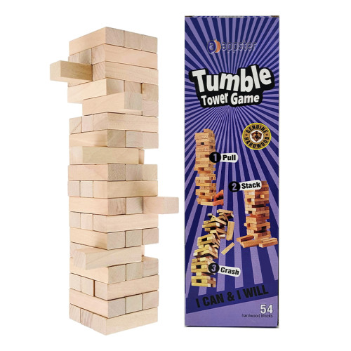54pcs Wooden Tumble Tower Game Stacking Tumbling Tower Game