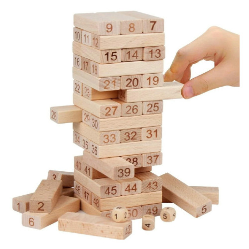 54pcs Wooden Tumble Tower Game Stacking Tumbling Tower Game