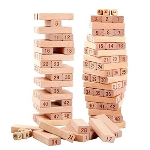 54pcs Wooden Tumble Tower Game Stacking Tumbling Tower Game