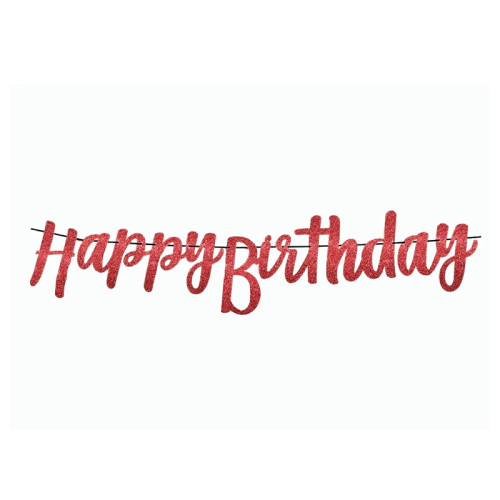 Cursive happy birthday banner (Red)