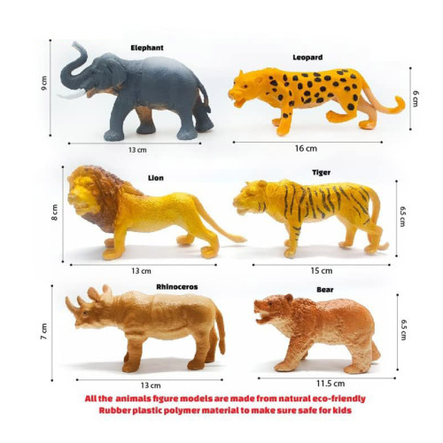 6 Pieces Large Jungle Animal Toy Set