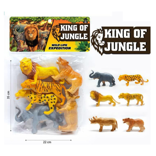 6 Pieces Large Jungle Animal Toy Set