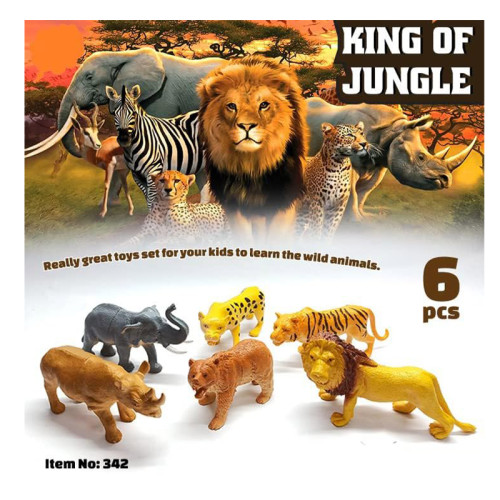 6 Pieces Large Jungle Animal Toy Set