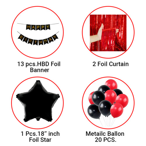 Star Happy Birthday Banner combo pack (Red)