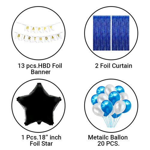 Star Happy Birthday Banner combo pack (Blue)