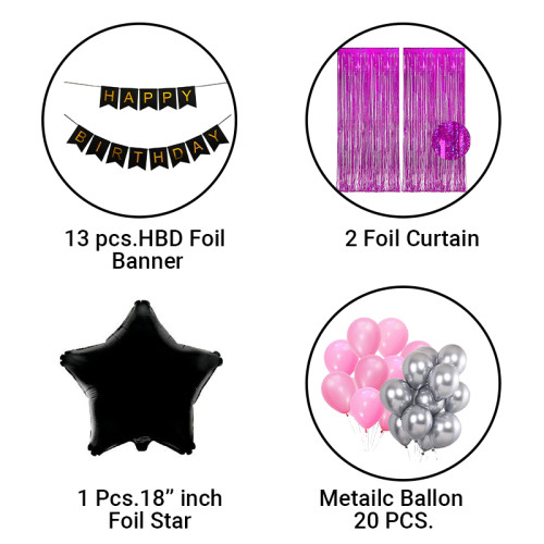 Star Happy Birthday Banner combo pack (Dark Pink)