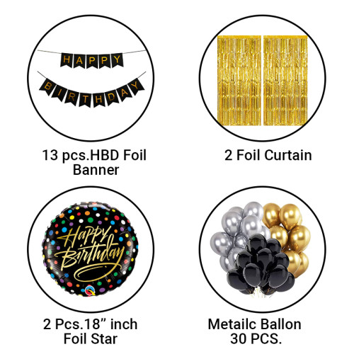 Small size Happy birthday combo pack (Golden)