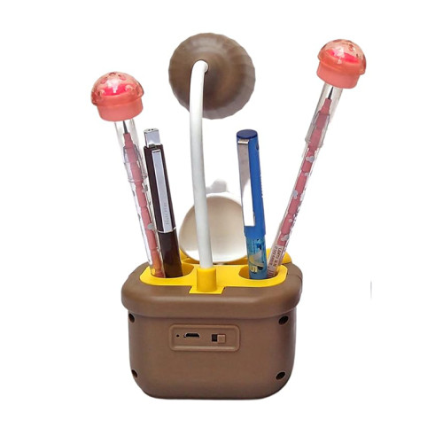 D Cat LED Lamp Rechargeable with Pen Holder and Sharpener (Duck) Table Lamp Study Lamp (Brown)
