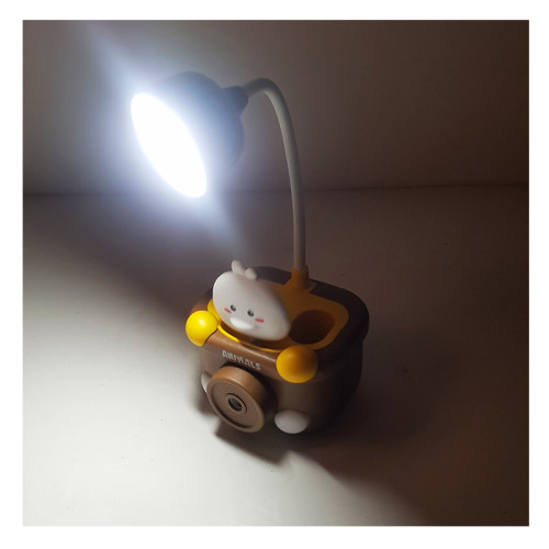 D Cat LED Lamp Rechargeable with Pen Holder and Sharpener (Duck) Table Lamp Study Lamp (Brown)