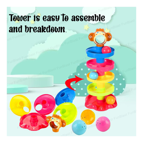 Roll Ball Toy for Kids with 5 Layer Ball Drop and Roll Swirling Tower for Baby