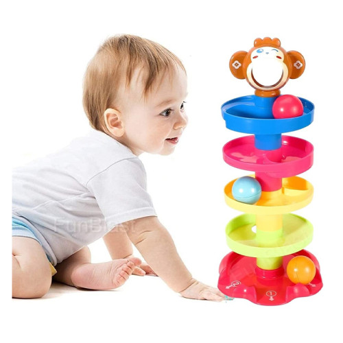 Roll Ball Toy for Kids with 5 Layer Ball Drop and Roll Swirling Tower for Baby