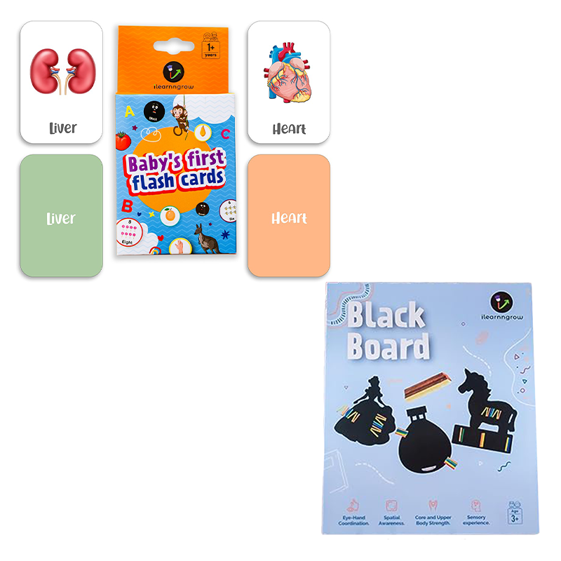 Baby's First Body Parts Flash Cards & Hot Air Balloon Black Board (Pack Of 2)